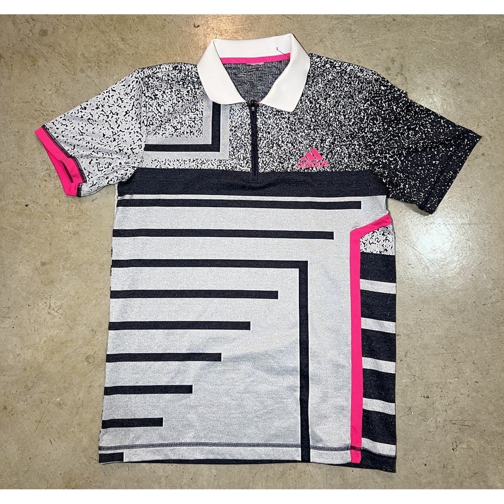 Adidas Tennis Seasonal Polo 2018 Shirt Mens Medium Climalite Emerald Black Pink